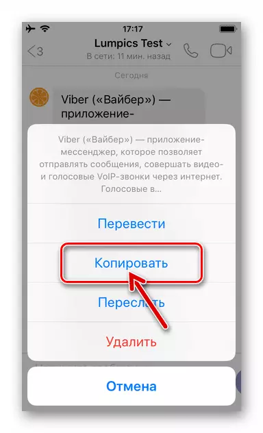 Viber для iPhone: скопируйте текстовое сообщение в буфер обмена iOS