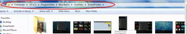 Скопируйте файл vCard в C / Program / Data / BlueStacks / User / Data / SharedFolder