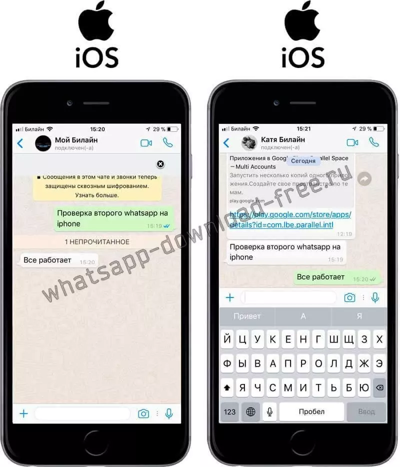 Контроль отправки сообщений в WhatsApp + на Iphone