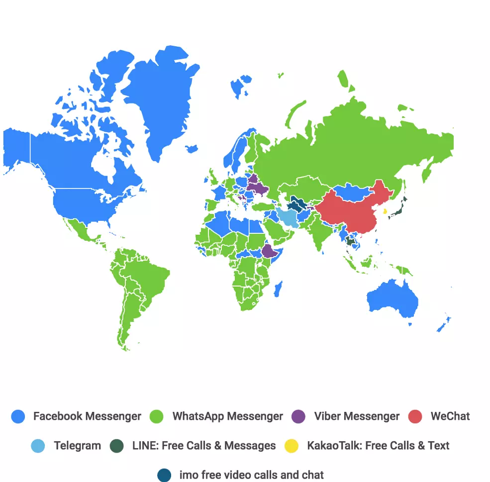 Страны, в которых популярен мессенджер