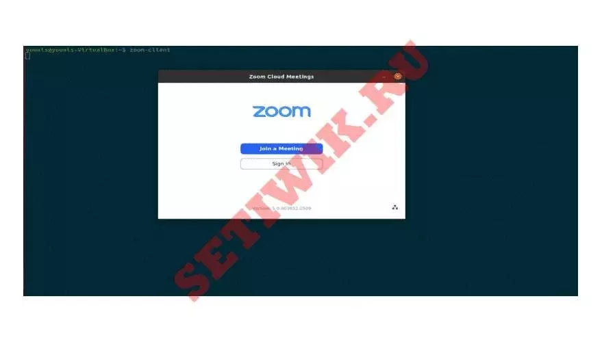 Экран входа в систему Zoom-Client