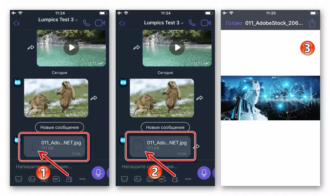 Viber для iPhone: открытие фотографии в мессенджере, отправленной в виде файла